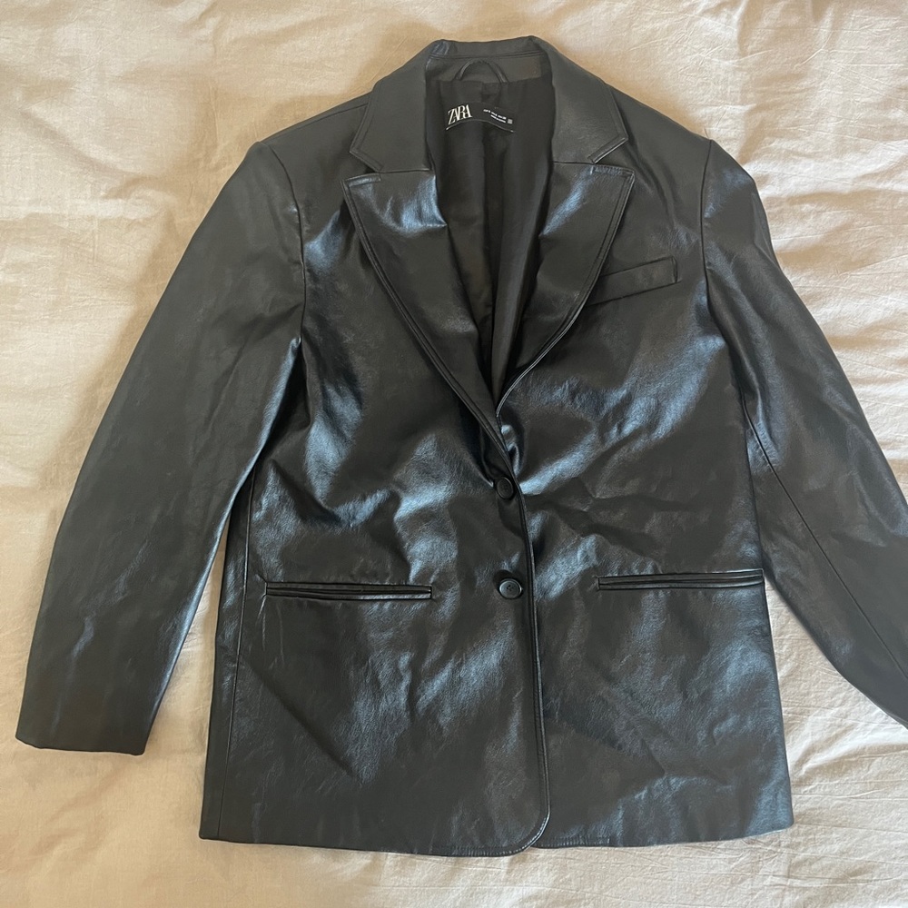 Zara Faux Leather Blazer